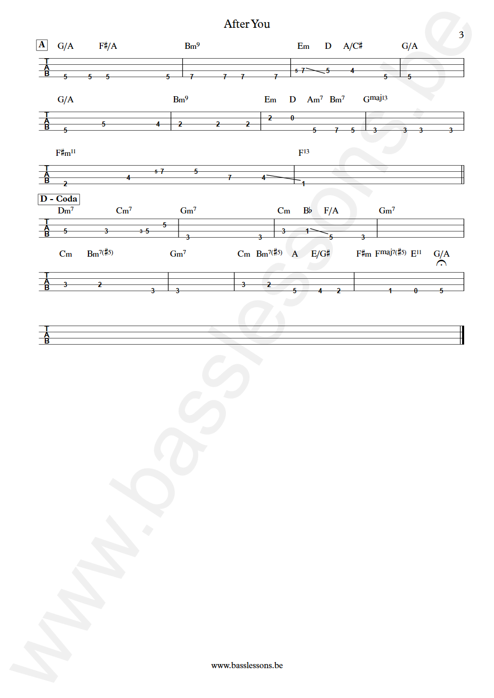 Mike Stern After You Mark Egan Bass Tabs part 3