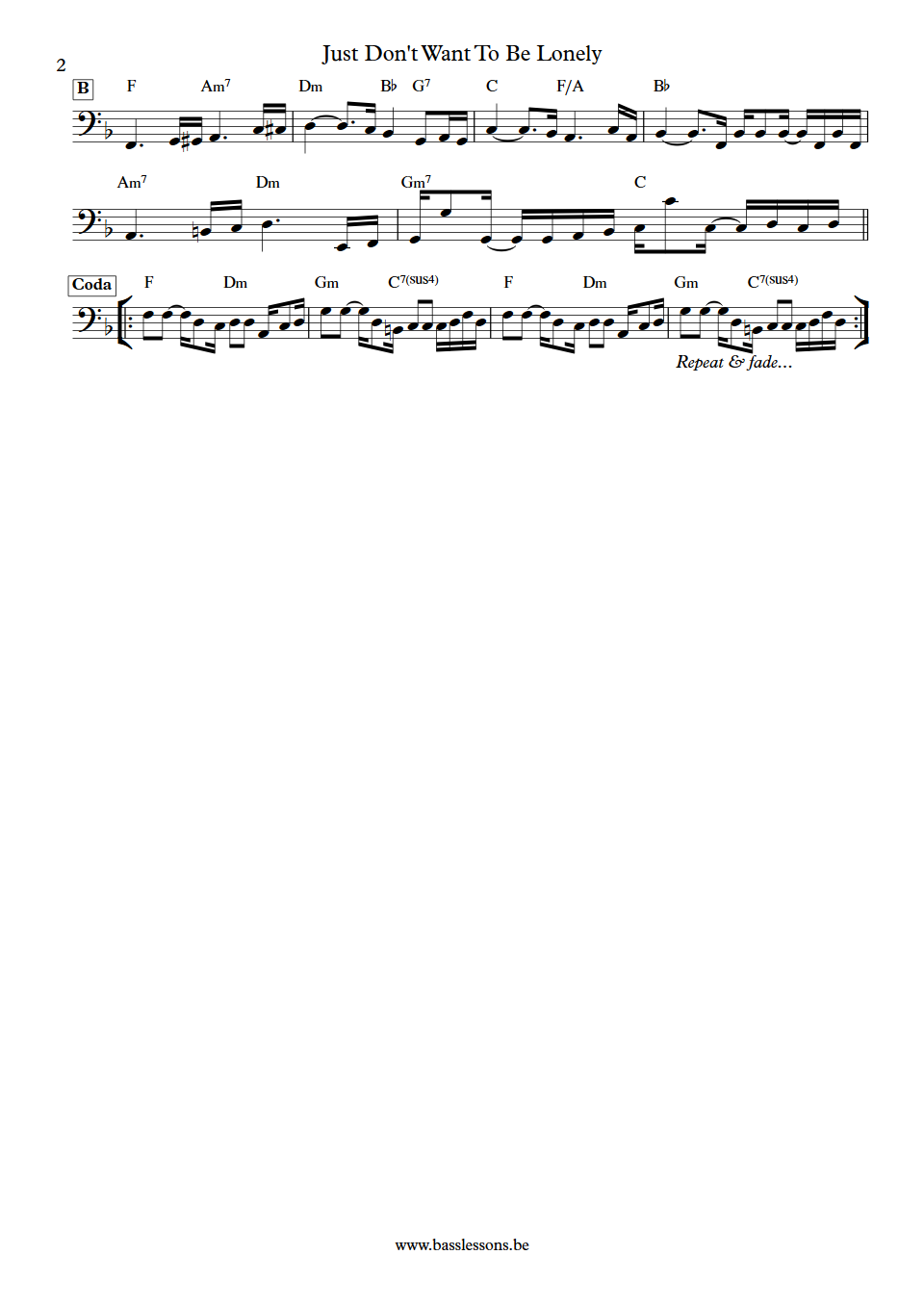 The Main Ingredient Just Don't Want To Be Lonely Bob Babbitt Bass Transcription part 2