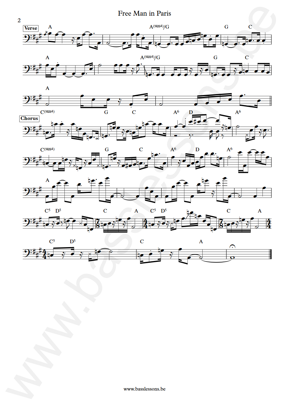 Joni Mitchell Free Man in Paris Wilton Felder Bass Transcription part 2