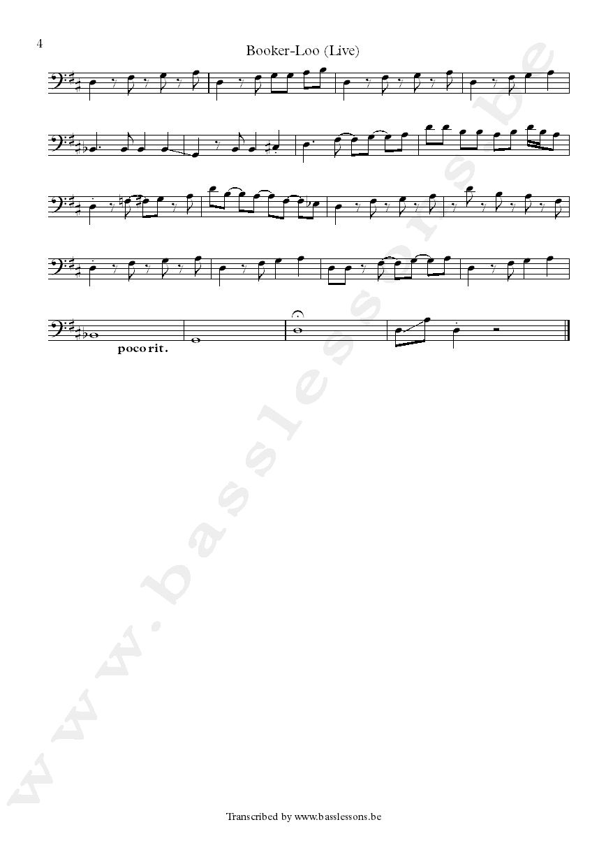 Booker T Booker Loo Donald Duck Dunn bass transcription part 4