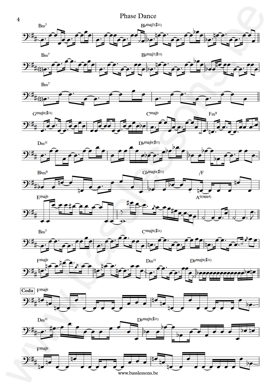 Pat Metheny Group Phase Dance Mark Egan Bass Transcription part 4