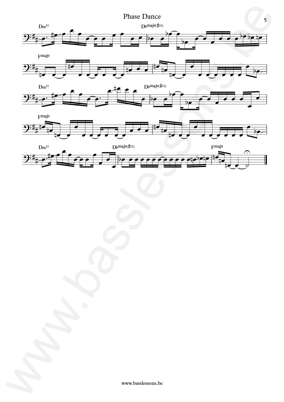 Pat Metheny Group Phase Dance Mark Egan Bass Transcription part 5