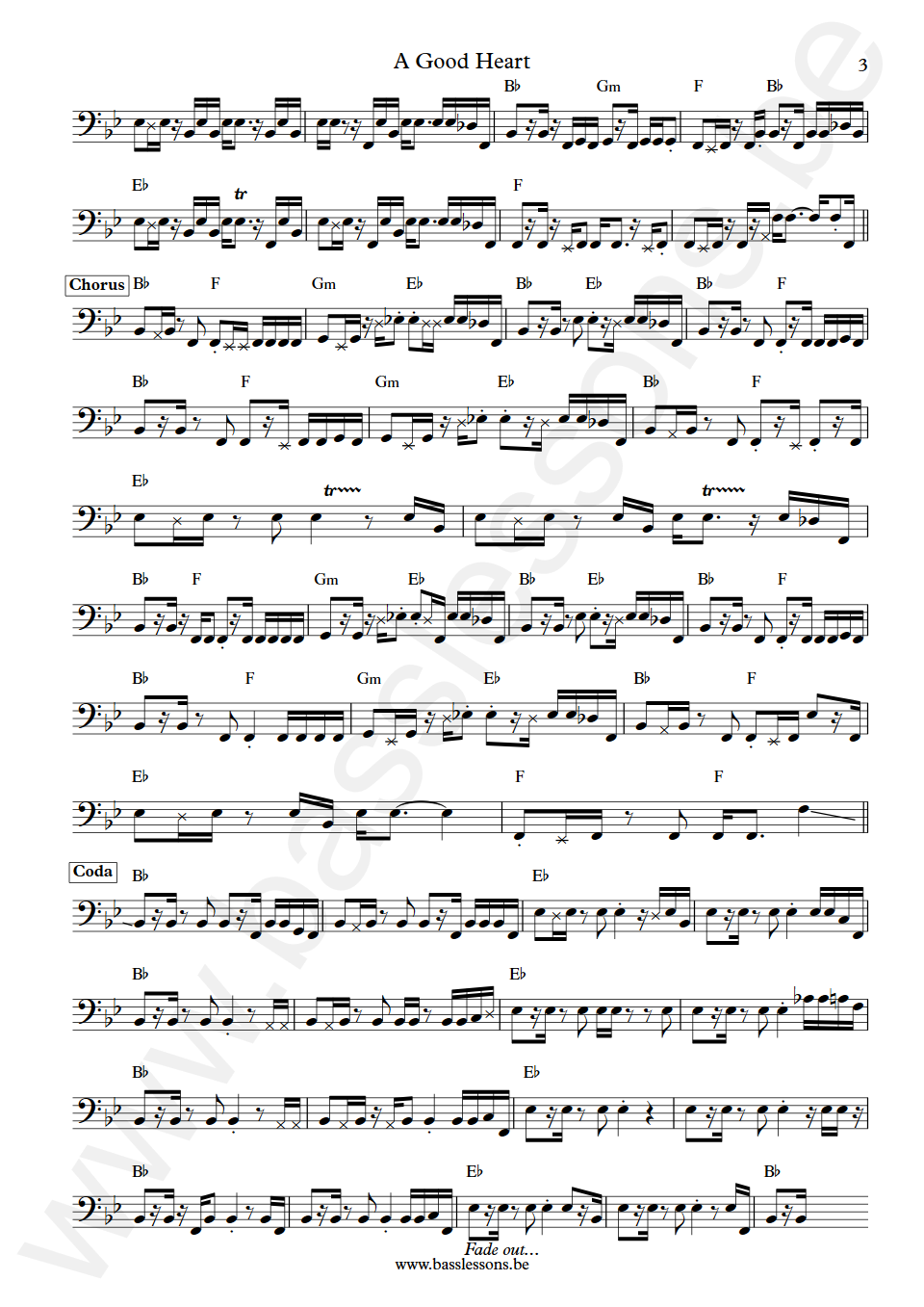 Feargal Sharkey A Good Heart Dean Garcia Bass Transcription part 3