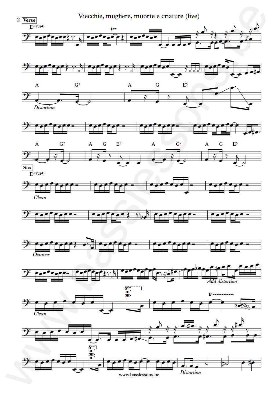 James Senese Viecchie mugliere muorte e criature Gigi De Rienzo Bass Transcription part 2