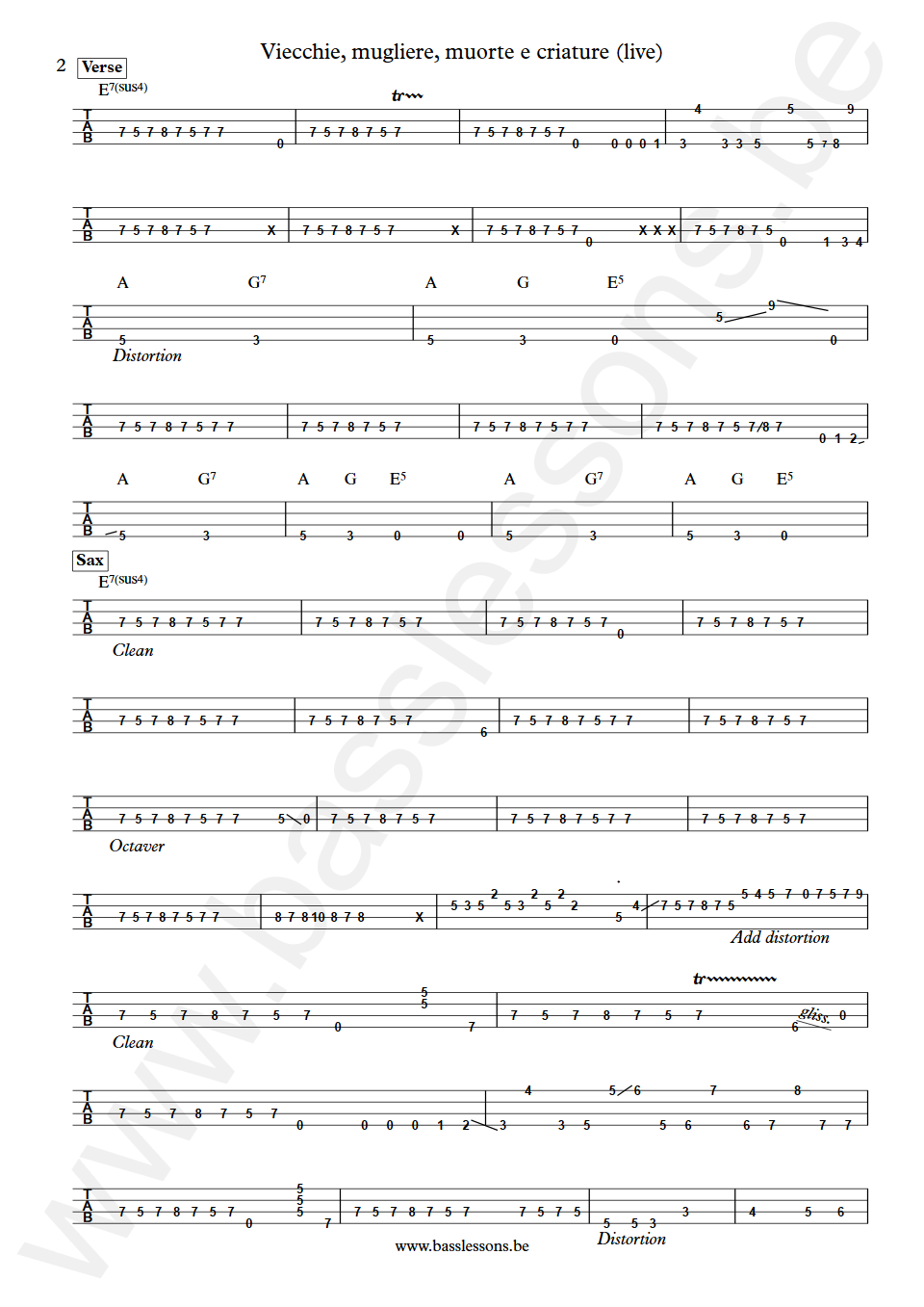 James Senese Viecchie mugliere muorte e criature Gigi De Rienzo Bass Tabs part 2