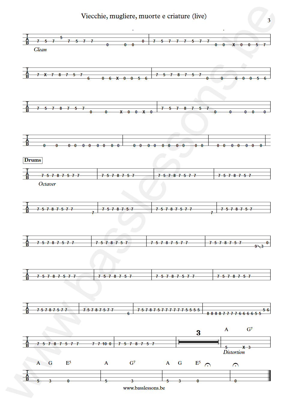 James Senese Viecchie mugliere muorte e criature Gigi De Rienzo Bass Tabs part 3