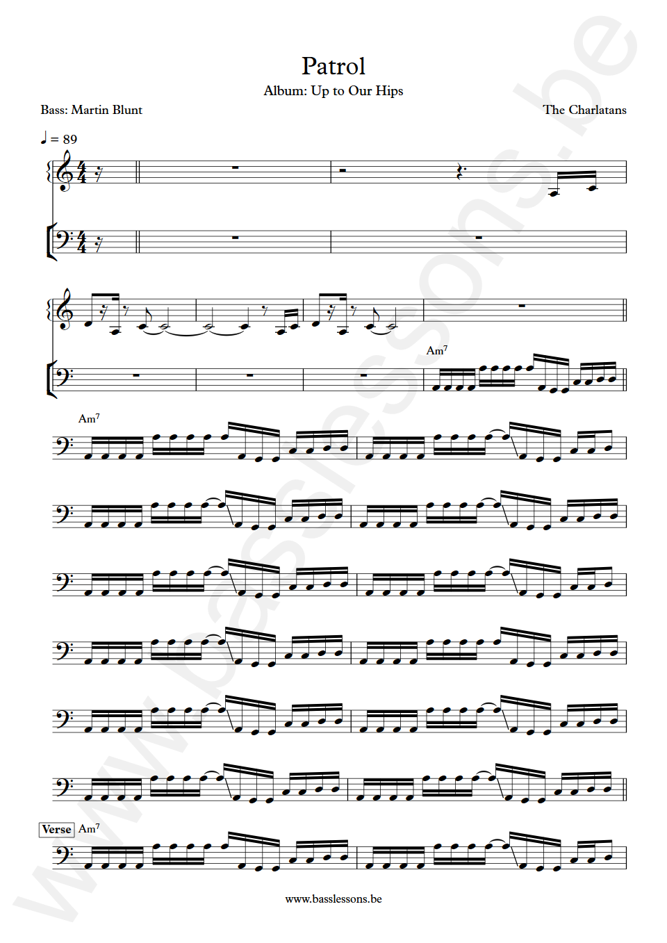 The Charlatans Patrol Martin Blunt Bass Transcription