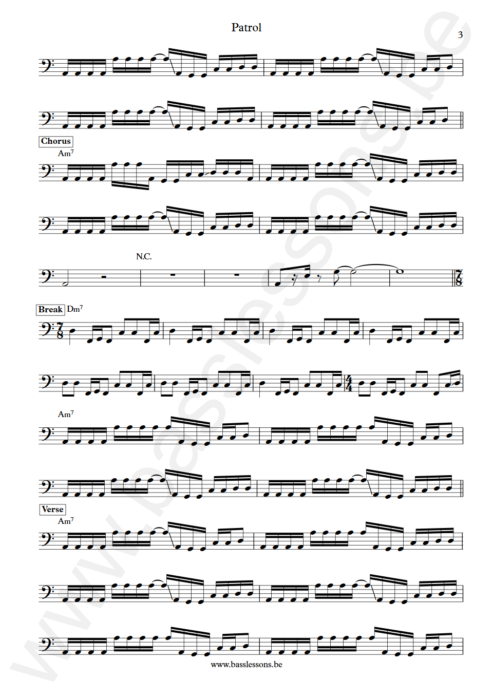 The Charlatans Patrol Martin Blunt Bass Transcription part 3