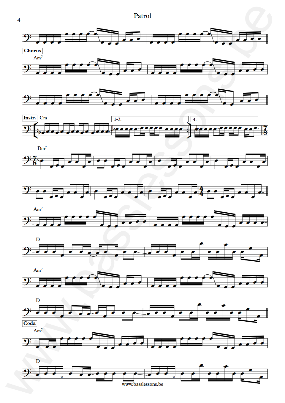 The Charlatans Patrol Martin Blunt Bass Transcription part 4