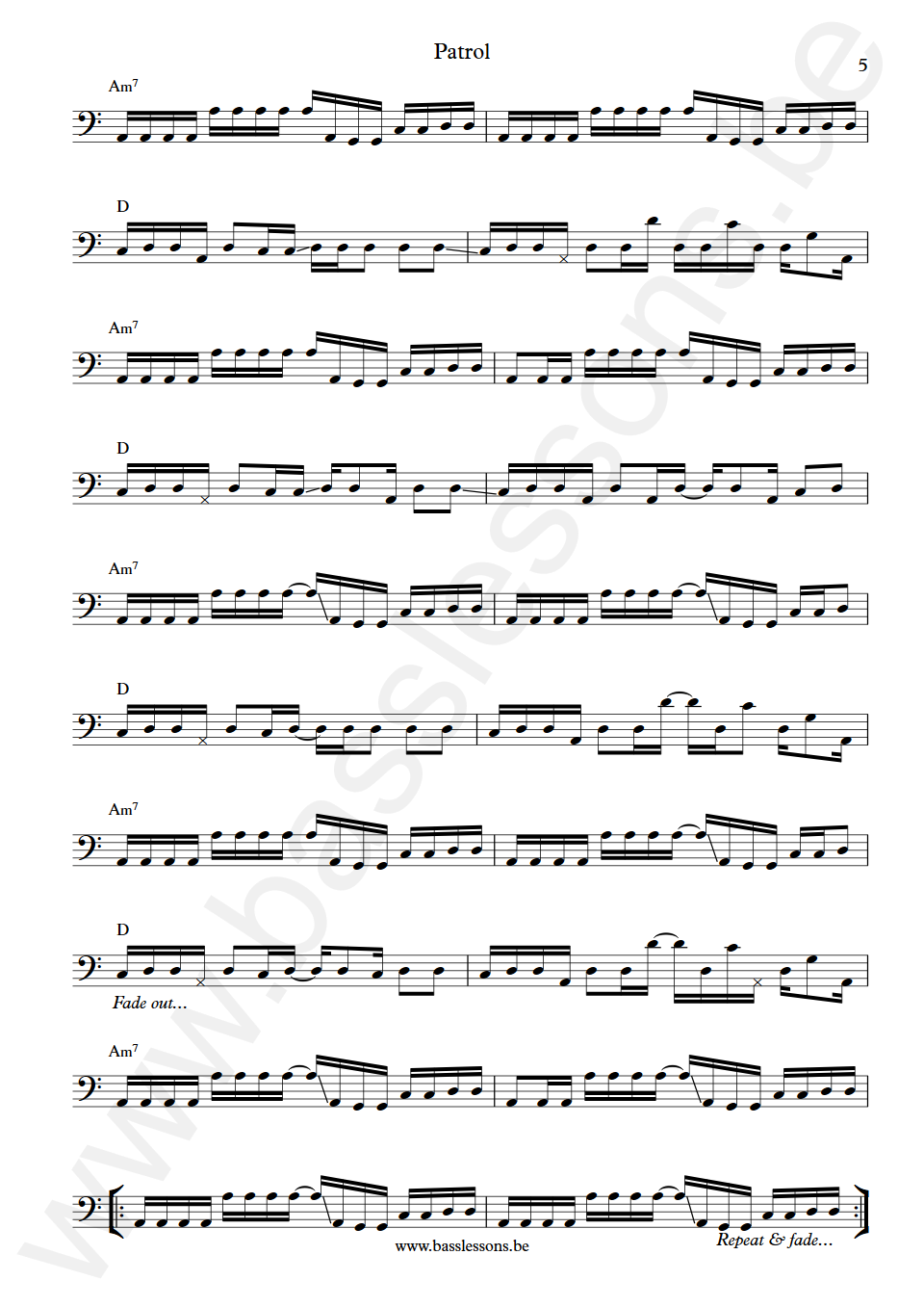 The Charlatans Patrol Martin Blunt Bass Transcription part 5