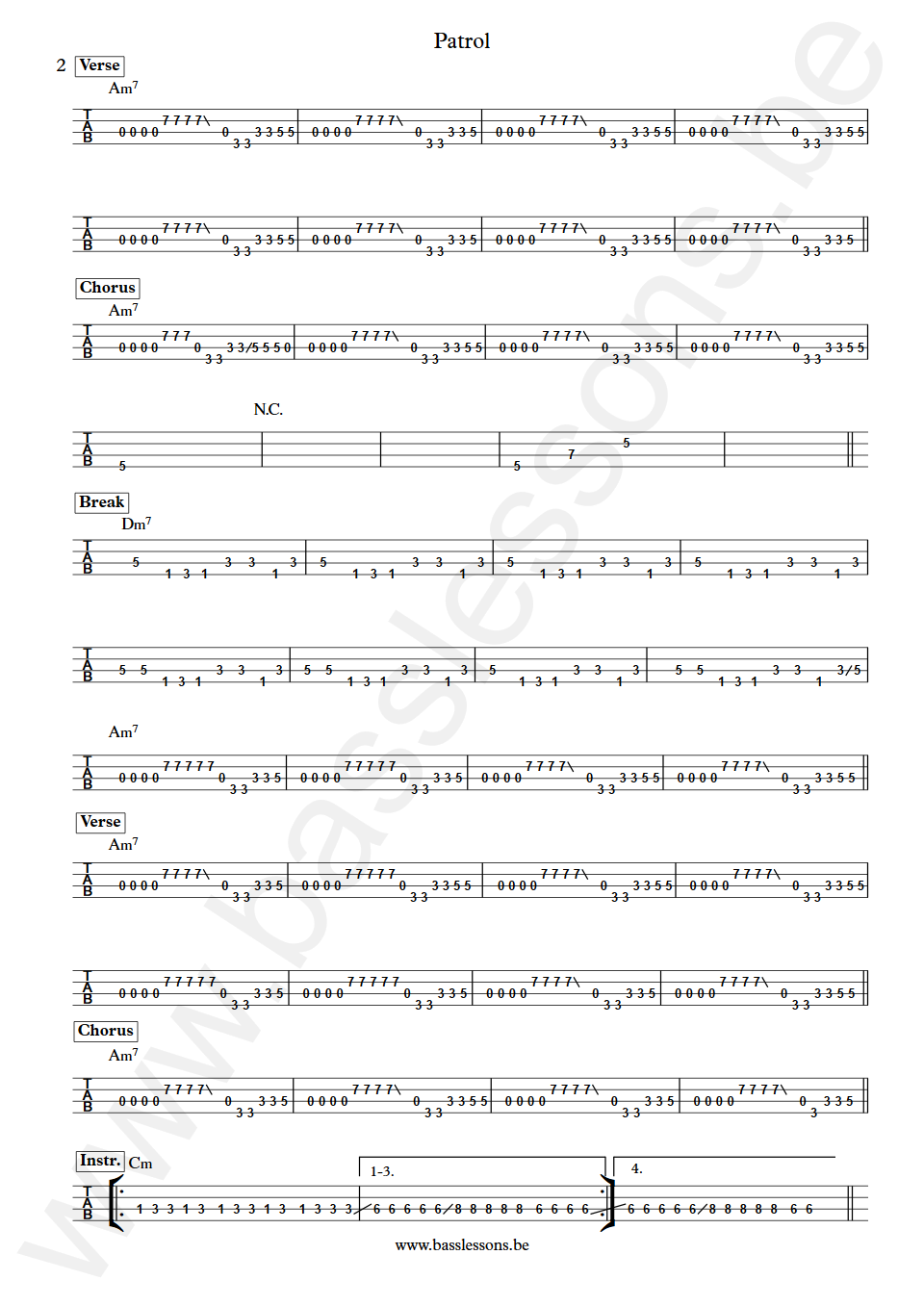The Charlatans Patrol Martin Blunt Bass Tabs part 2
