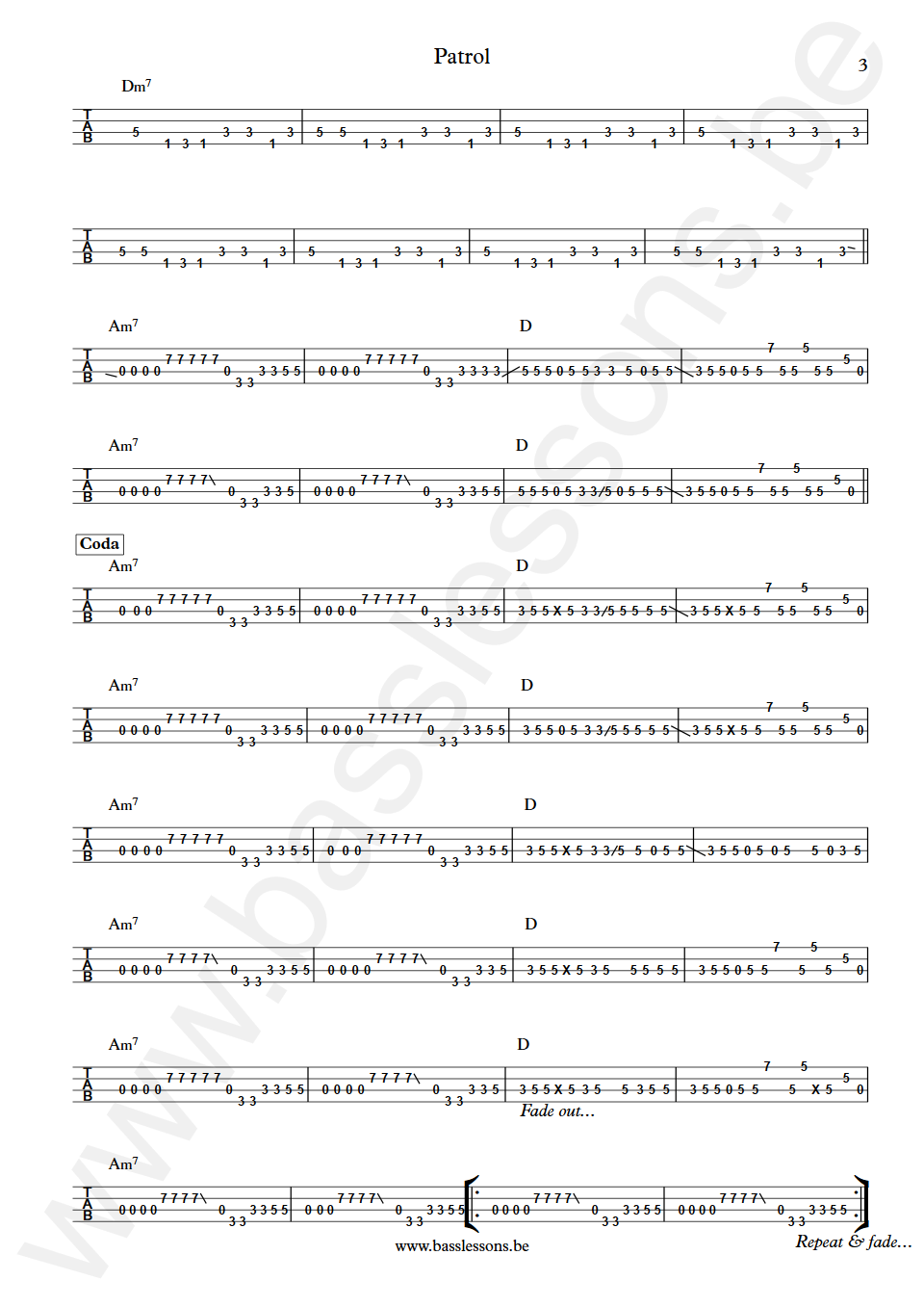 The Charlatans Patrol Martin Blunt Bass Tabs part 3