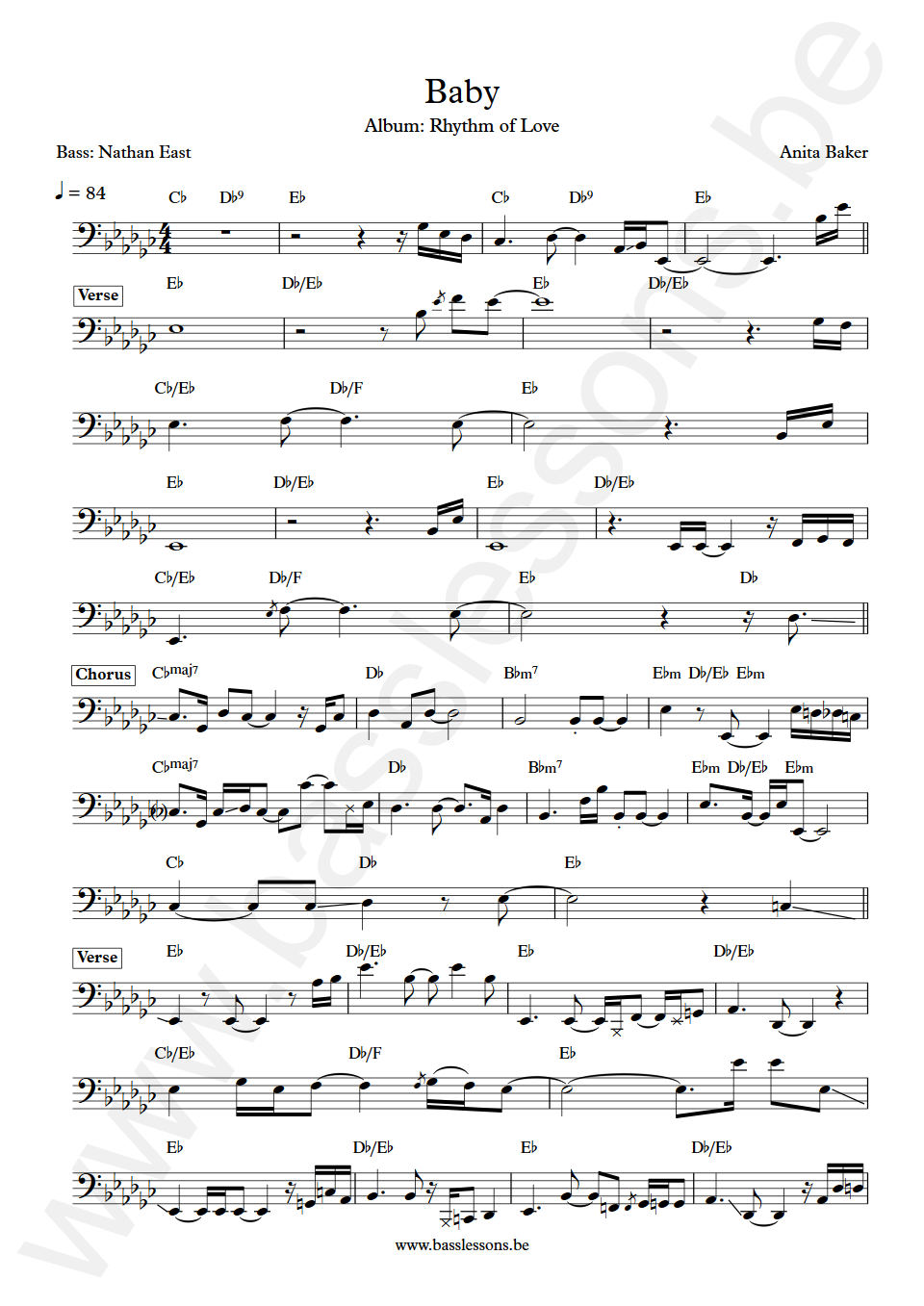 Anita Baker Baby Nathan East Bass Transcription