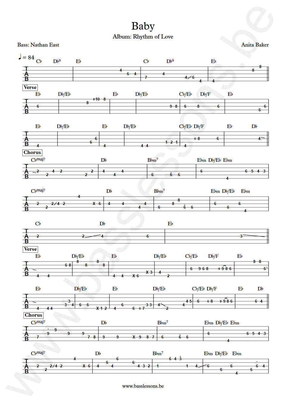 Anita Baker Baby Nathan East Bass Tabs