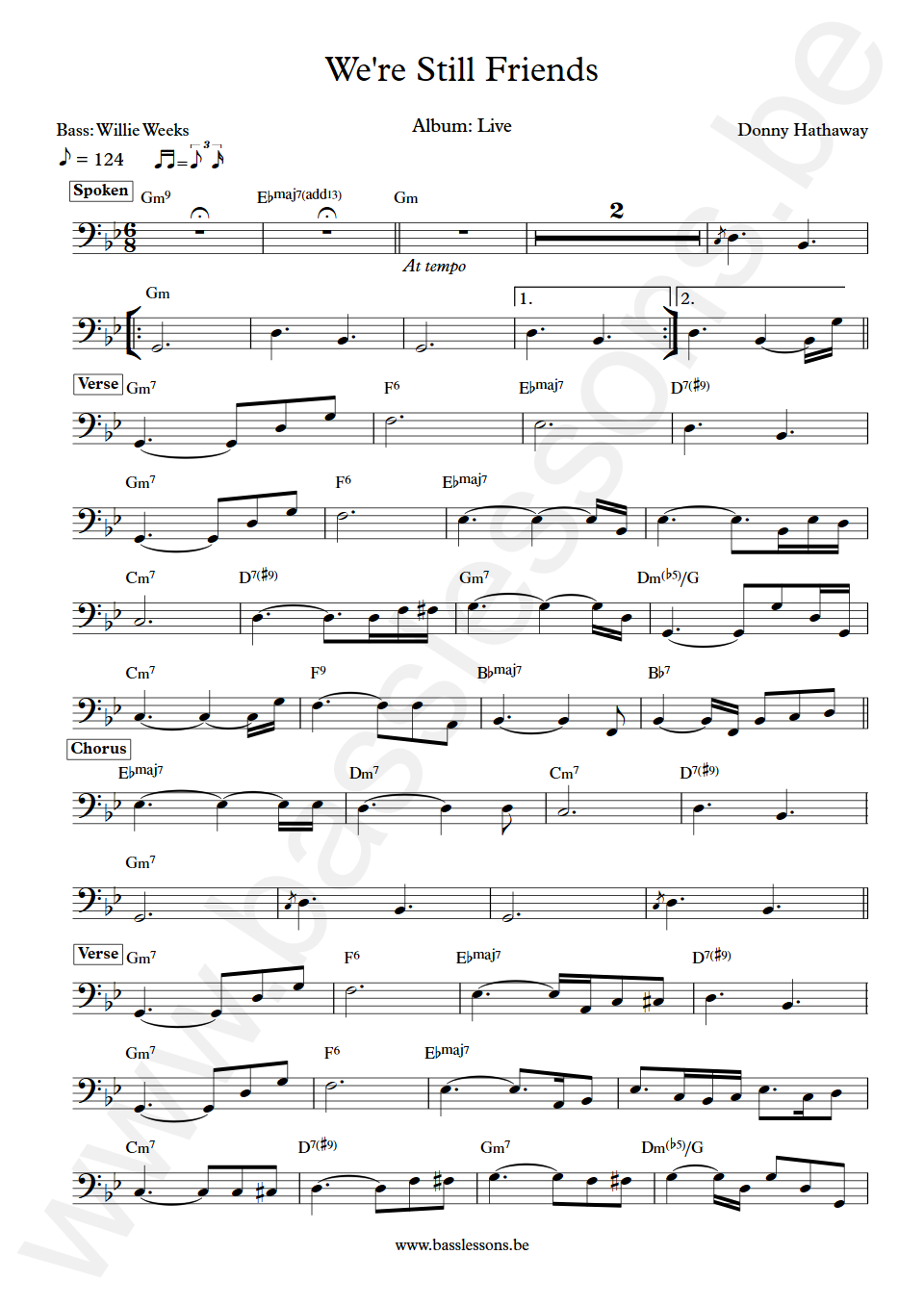 Donny Hathaway We're Still Friends Willie Weeks Bass Transcription