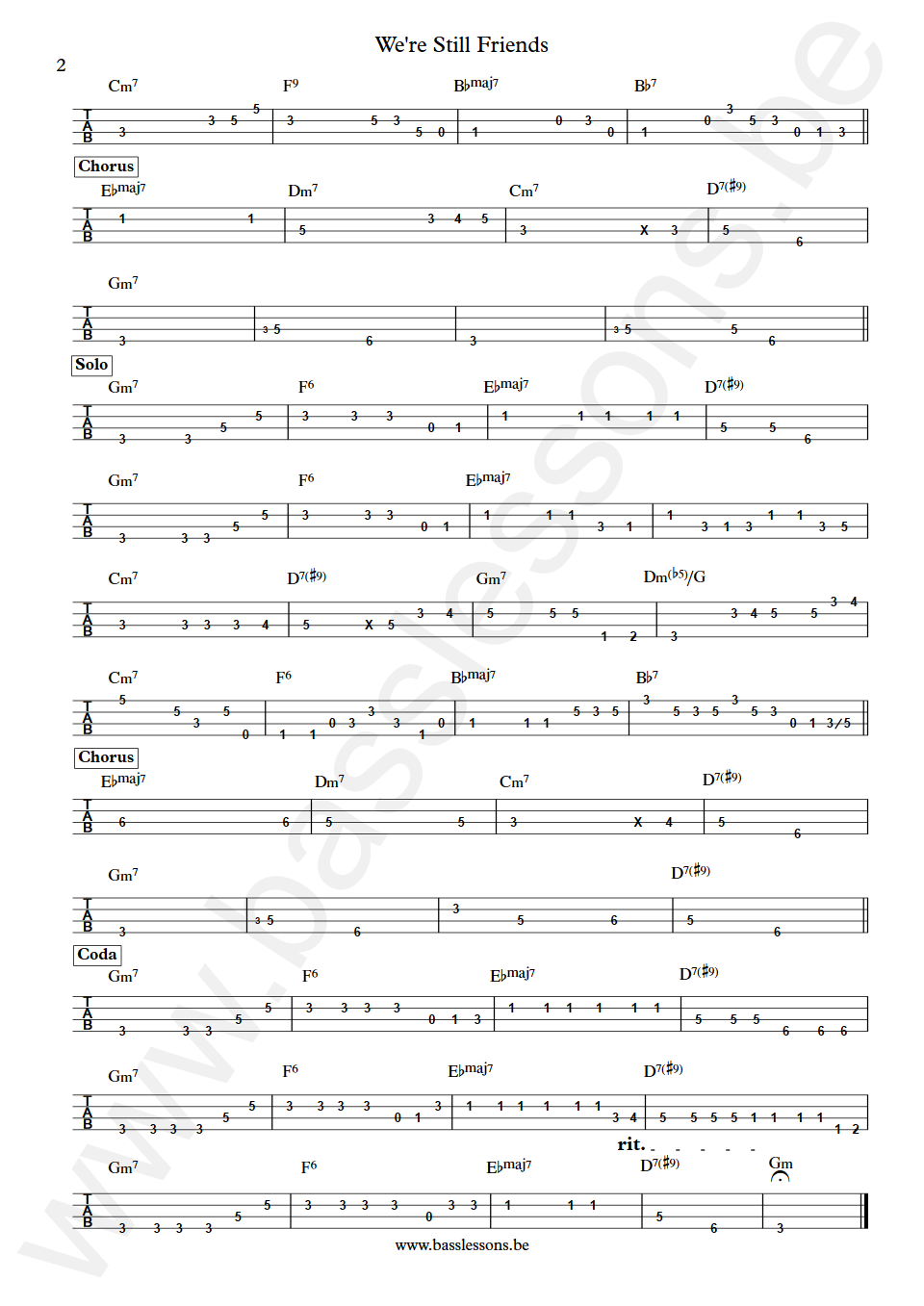Donny Hathaway We're Still Friends Willie Weeks Bass Tabs part 2