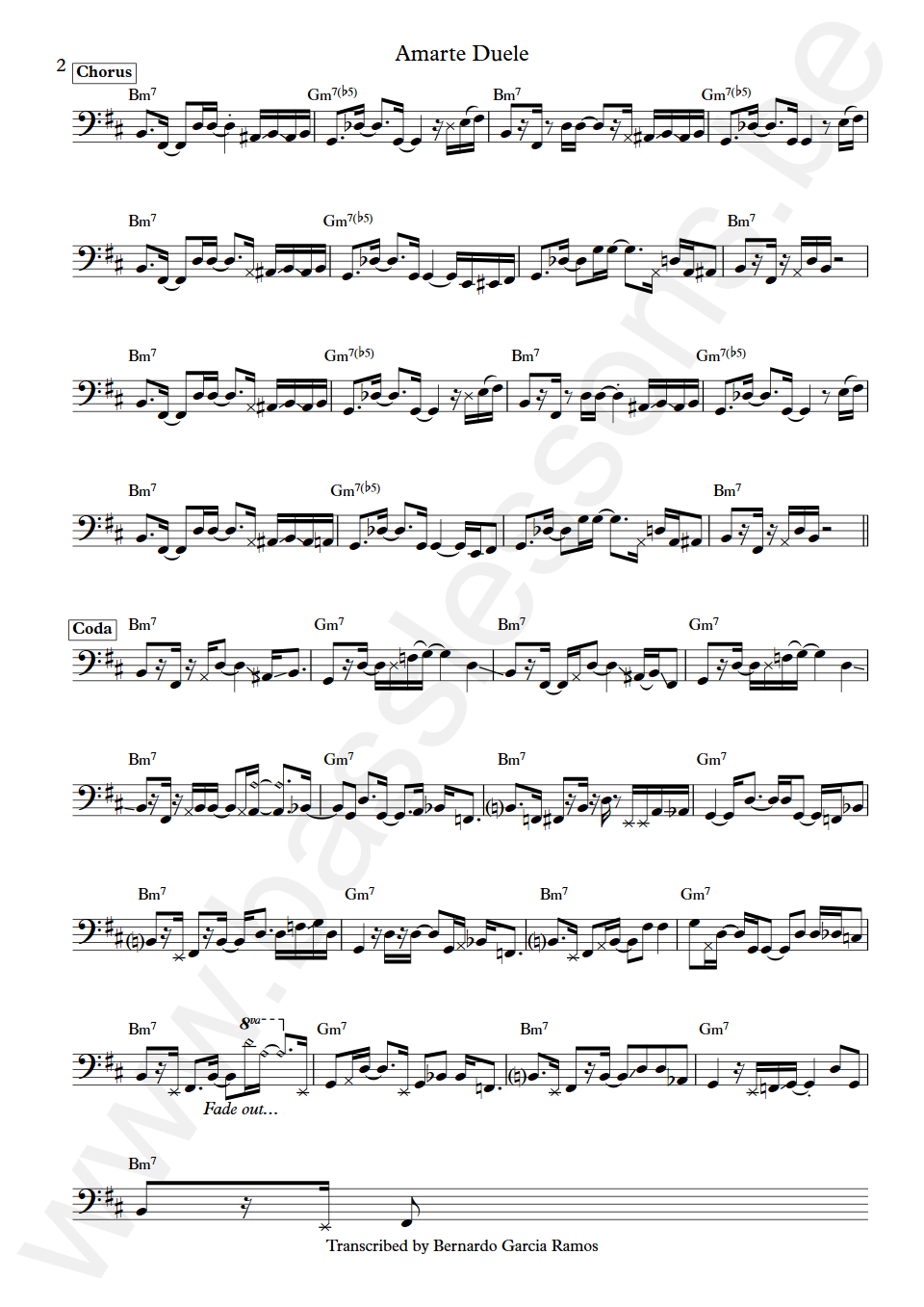 Natalia Lafourcade Amarte Duele  Bass Transcription part 2