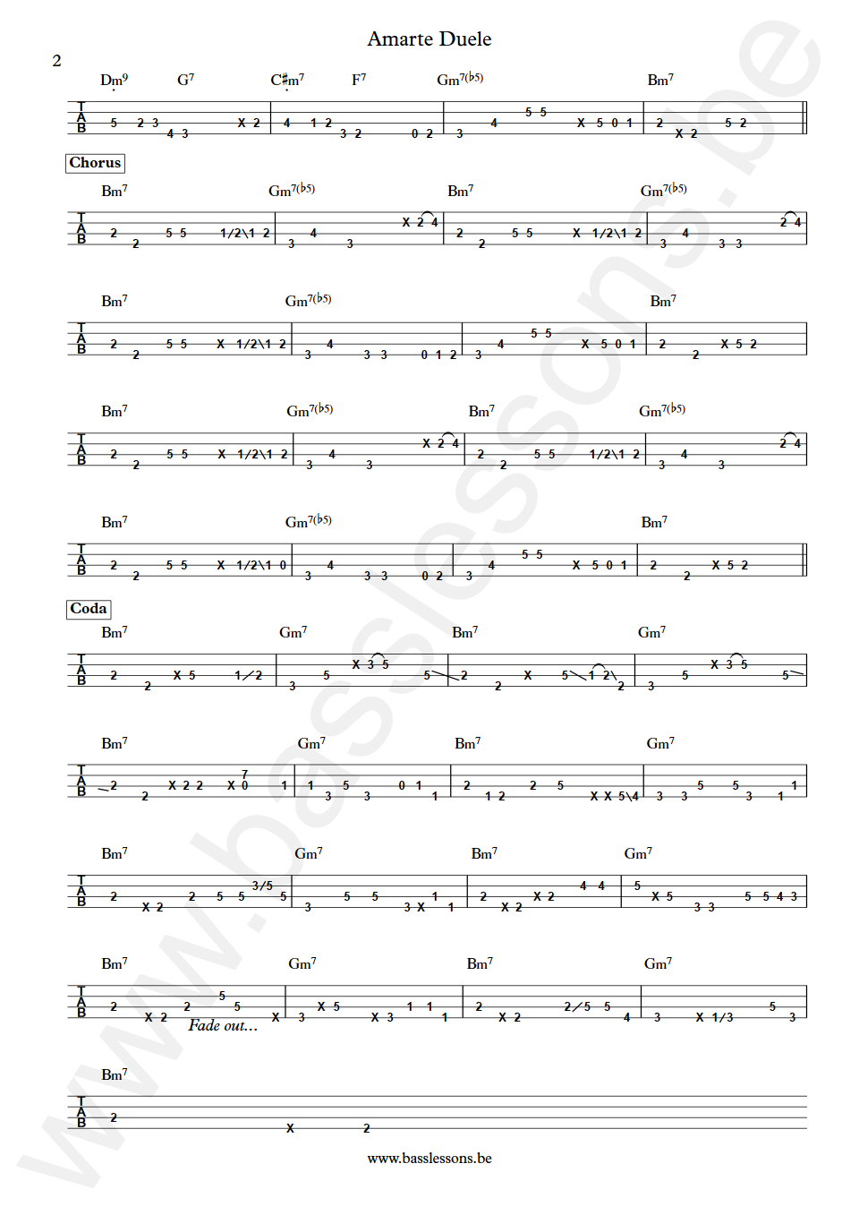 Natalia Lafourcade Amarte Duele  Bass Tabs part 2