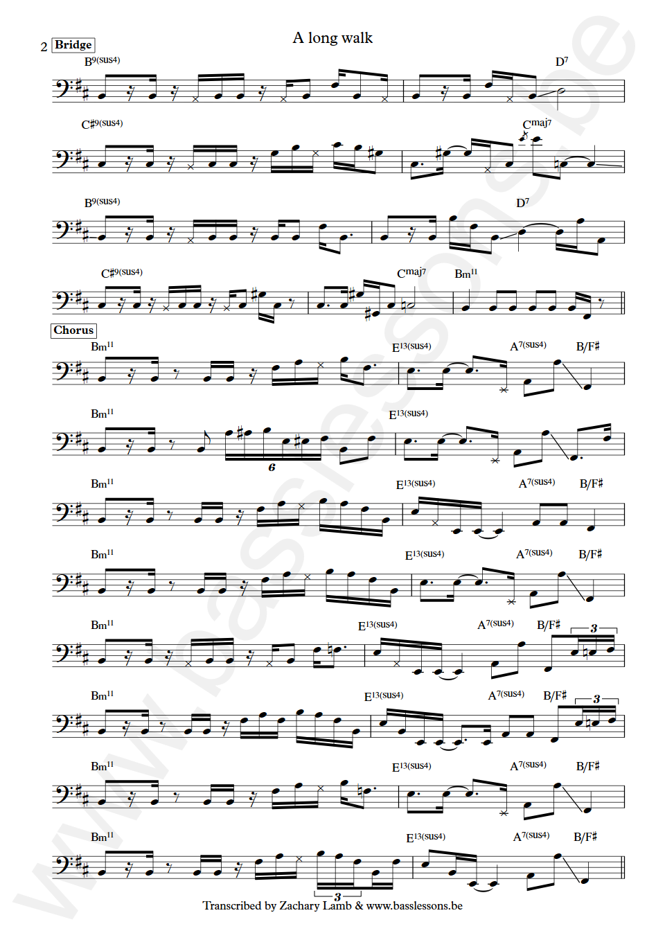 Jill Scott A long walk Don Stevens Bass Transcription part 2