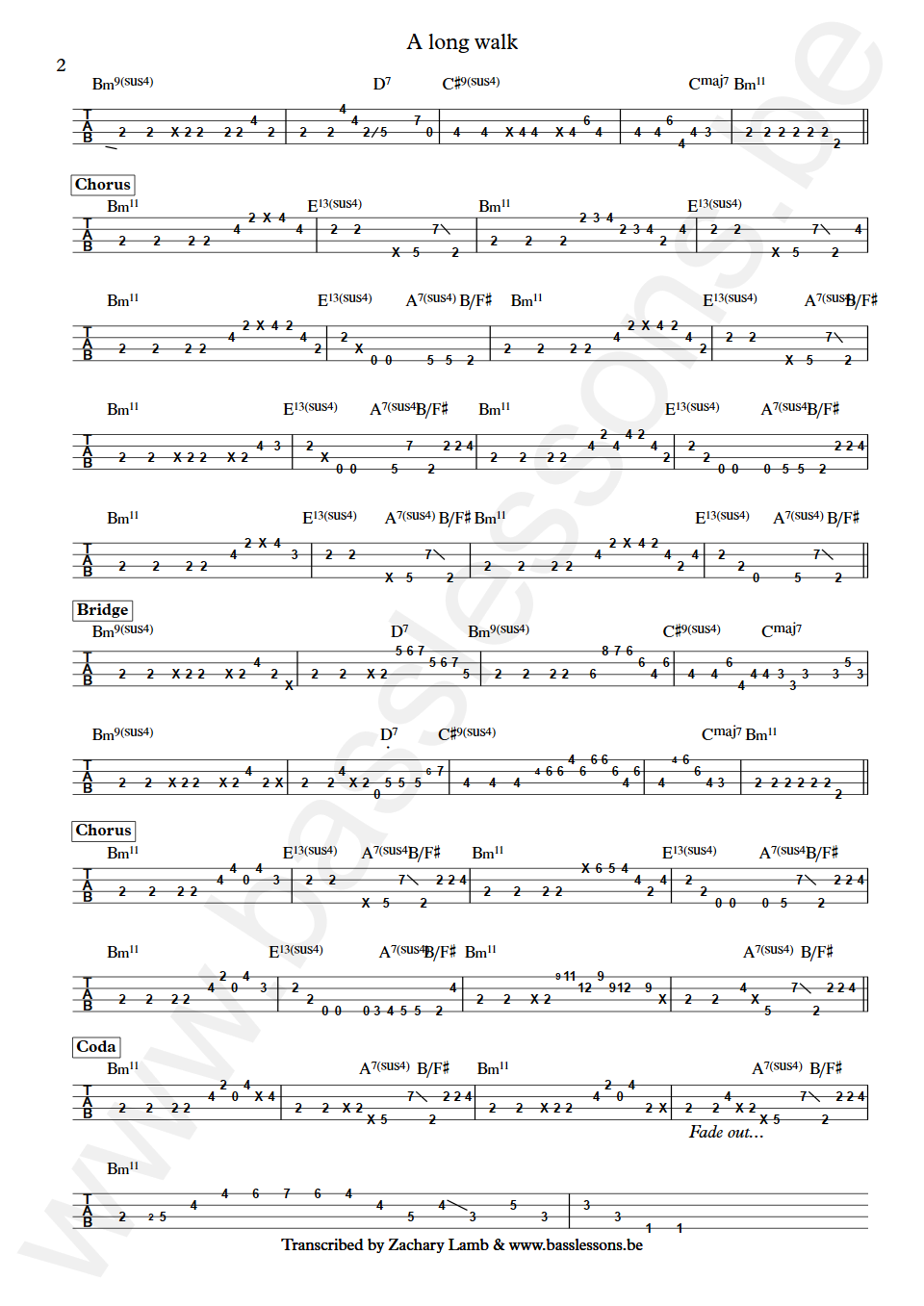 Jill Scott A long walk Don Stevens Bass Tab part 2
