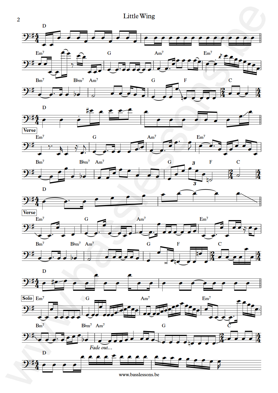 Sting Little Wing Mark Egan Bass Transcription part 2
