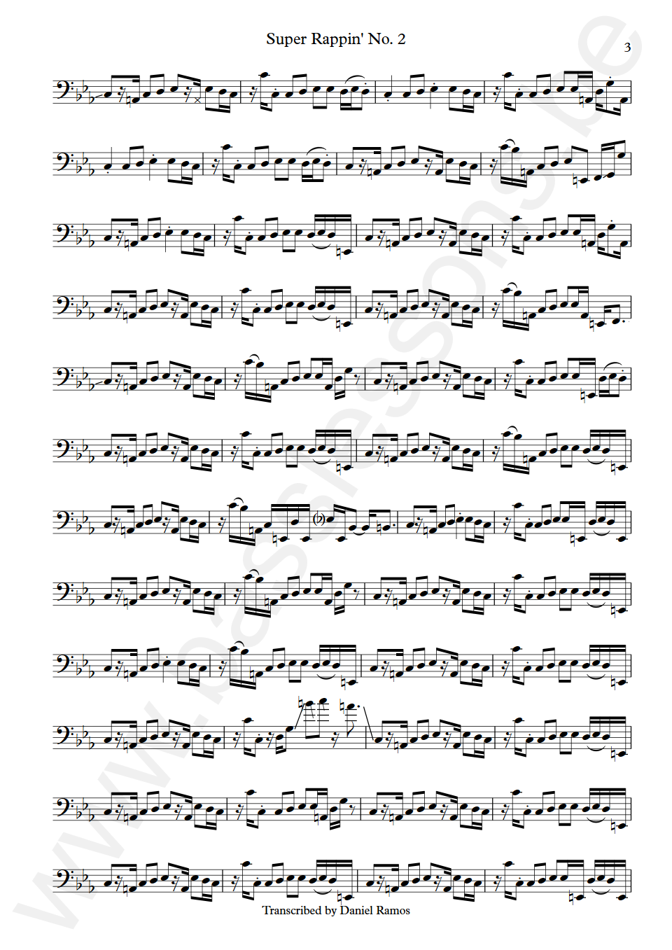 Grand Master Flash and the Furious Five Super Rappin No. 2 Doug Wimbish Bass Transcription part 3