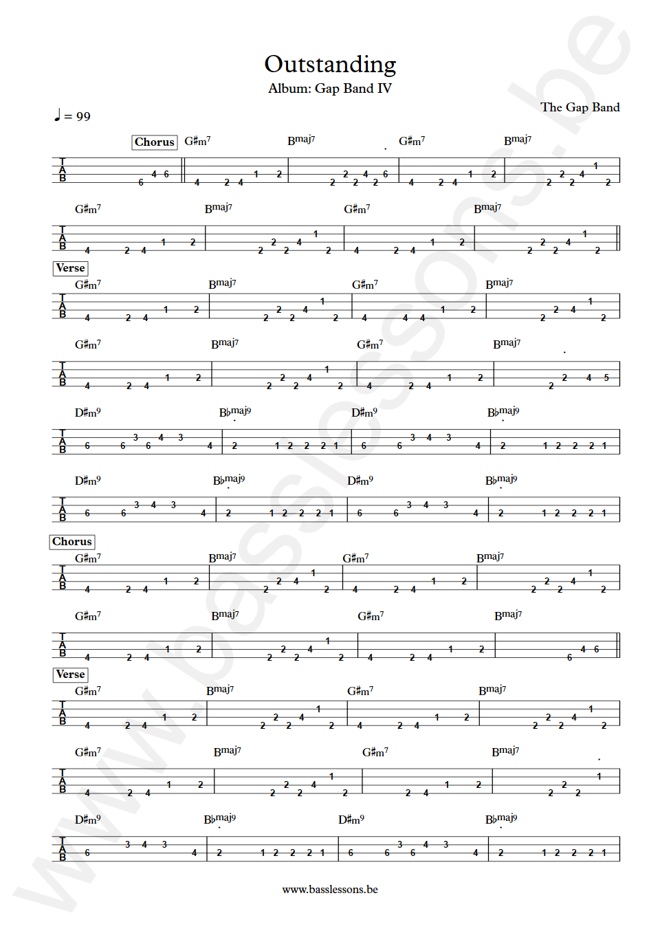 The Gap Band Outstanding Robert Wilson Bass Tabs