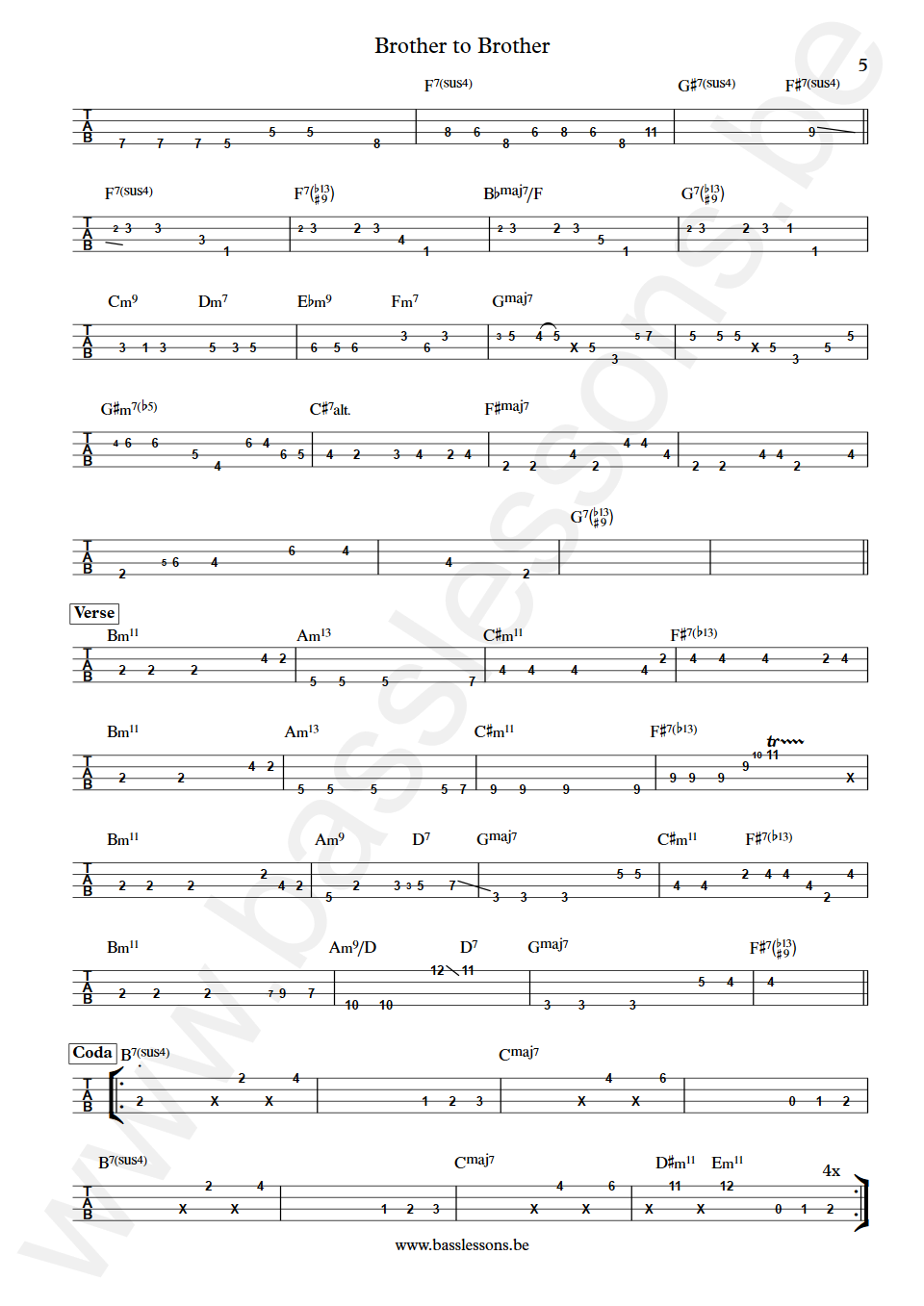 Gino Vanelli Brother to Brother Jimmy Haslip  Bass Tab part 5