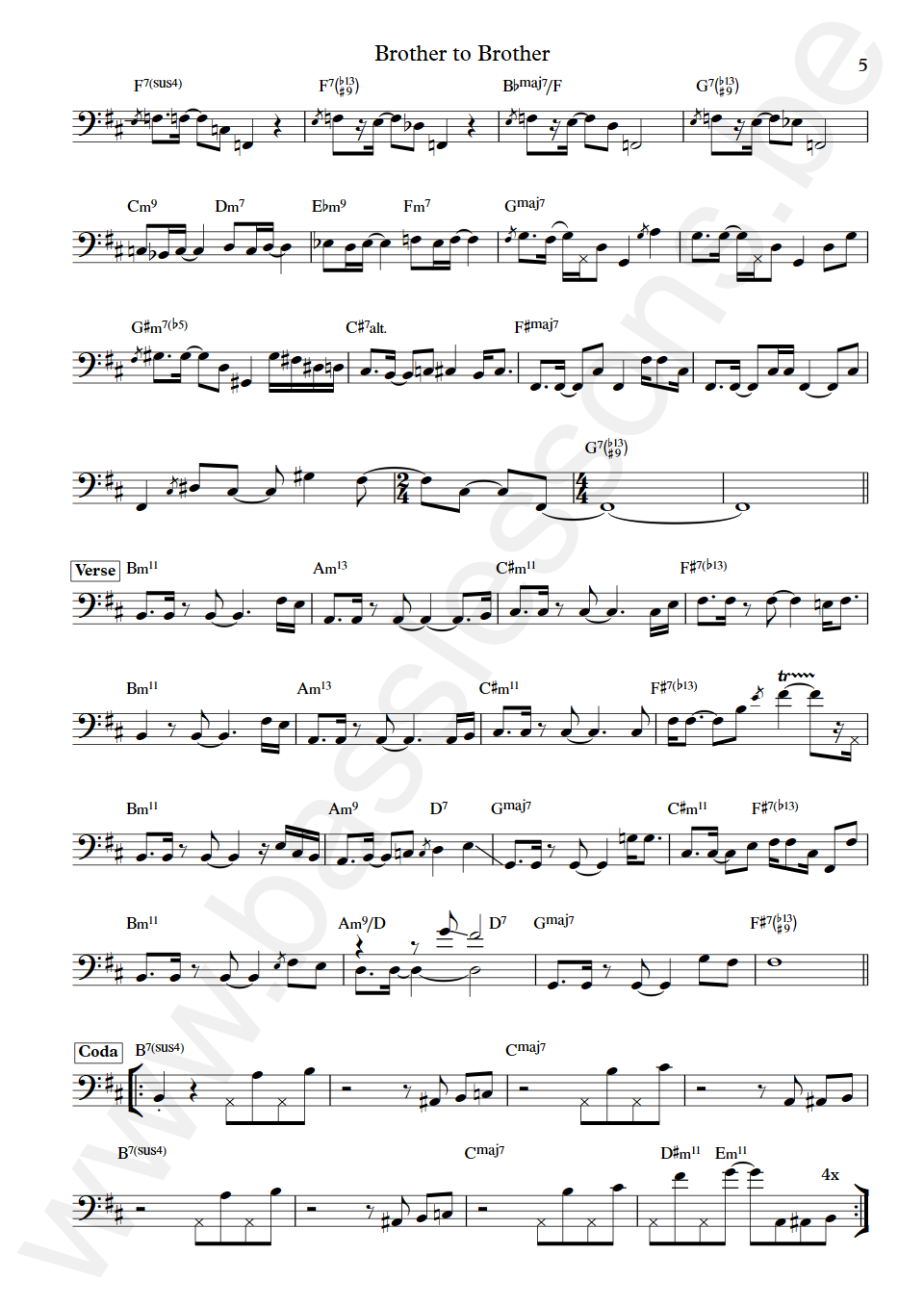 Gino Vanelli Brother to Brother Jimmy Haslip  Bass Transcription part 5