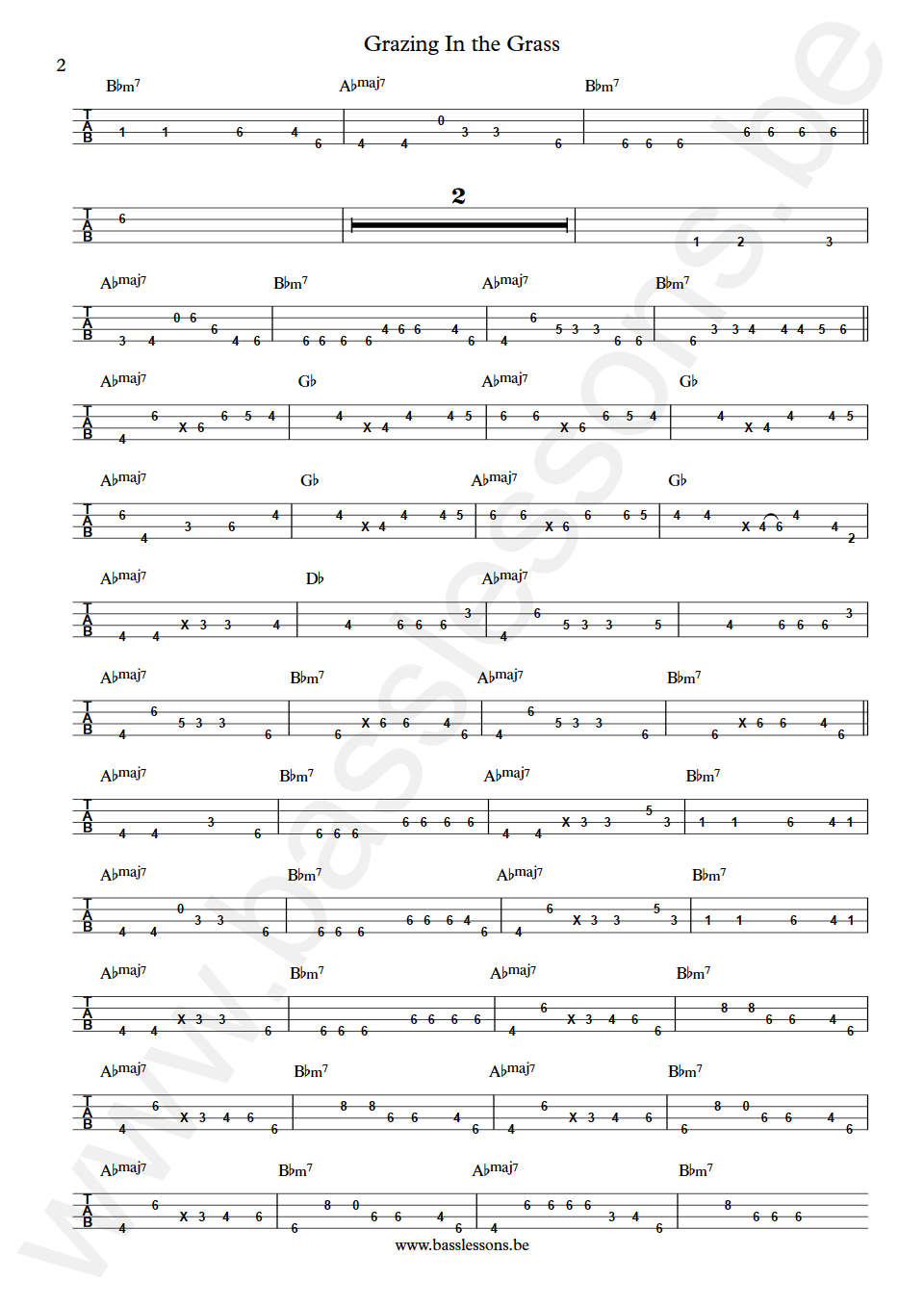 The Friends of Distinction Grazing In the Grass Max Bennett Bass Tabs part 2