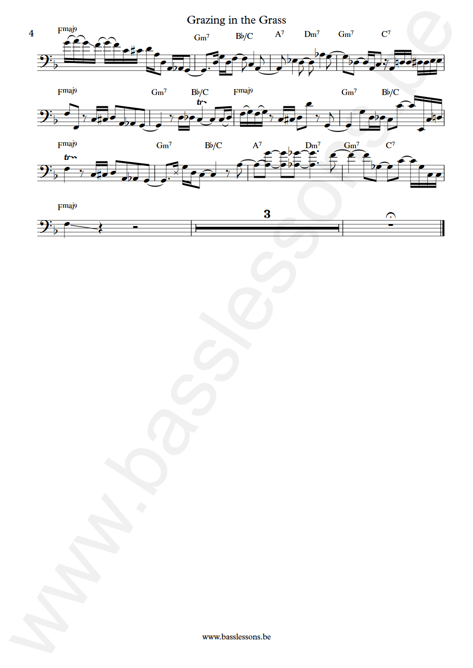 Boney James & Rick Braun Grazing in the Grass Larry Kimpel Bass Transcription part 4
