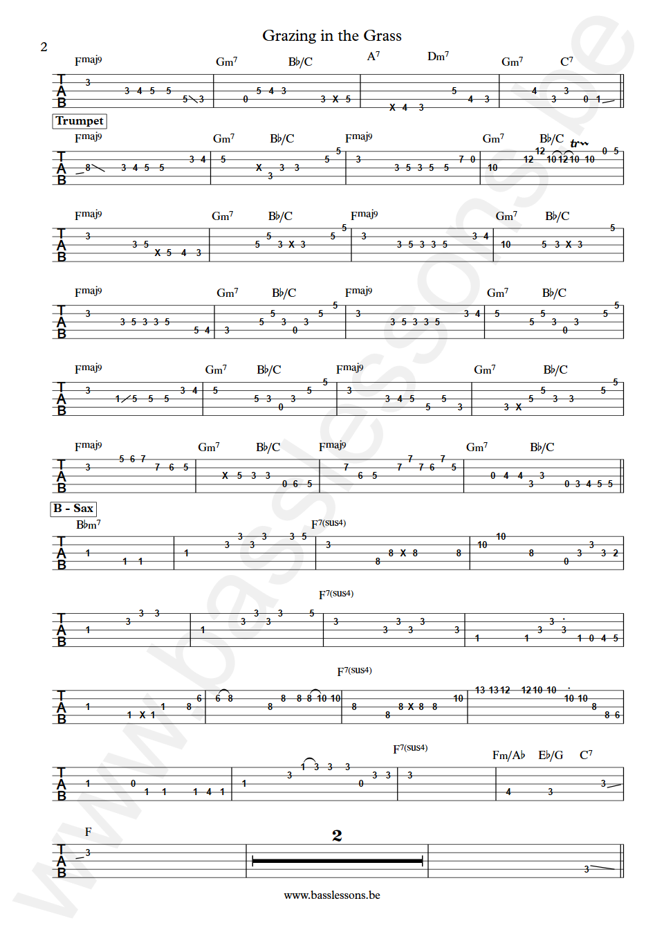 Boney James & Rick Braun Grazing in the Grass Larry Kimpel Bass Tabs part 2