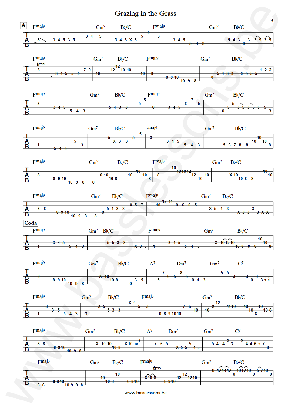 Boney James & Rick Braun Grazing in the Grass Larry Kimpel Bass Tabs part 3