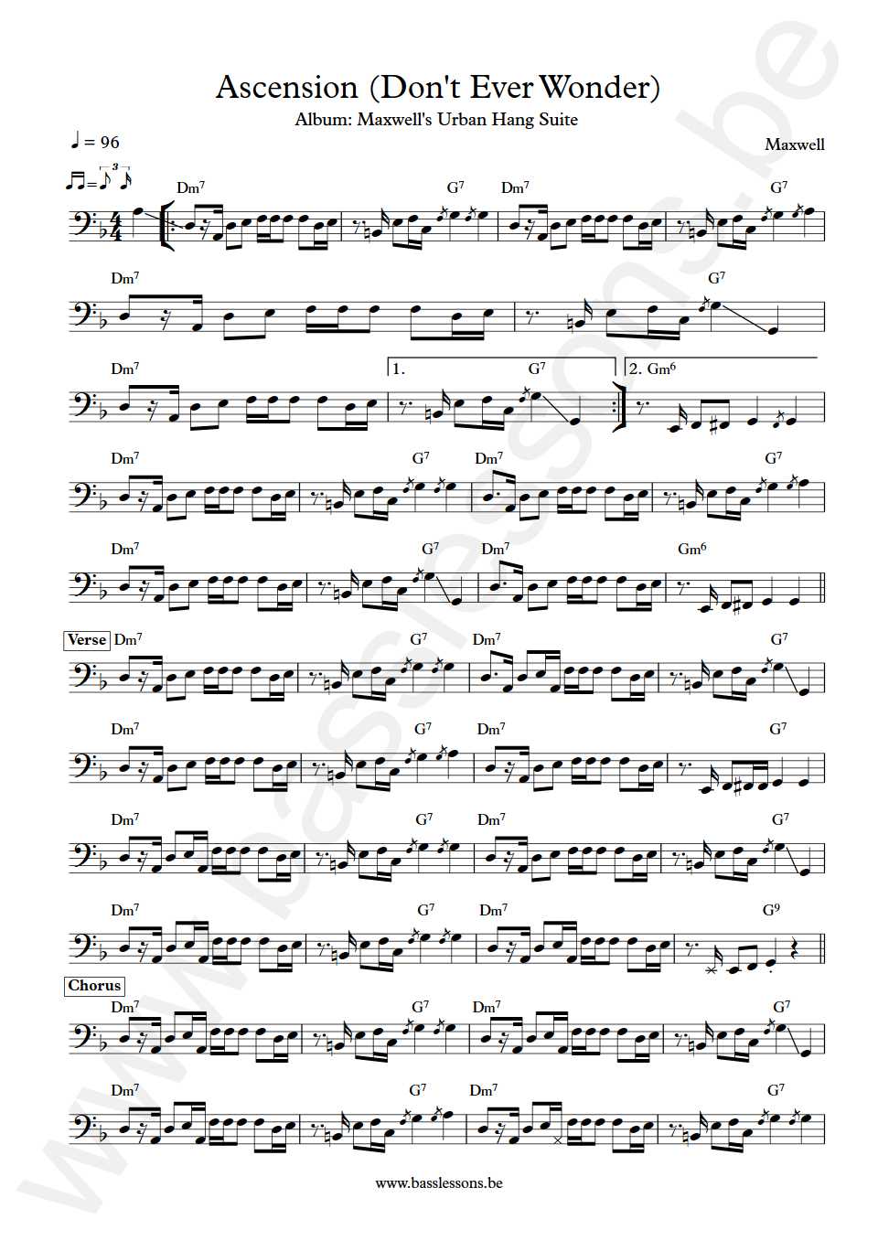 Maxwell Ascension (Don't Ever Wonder) Bass Transcription