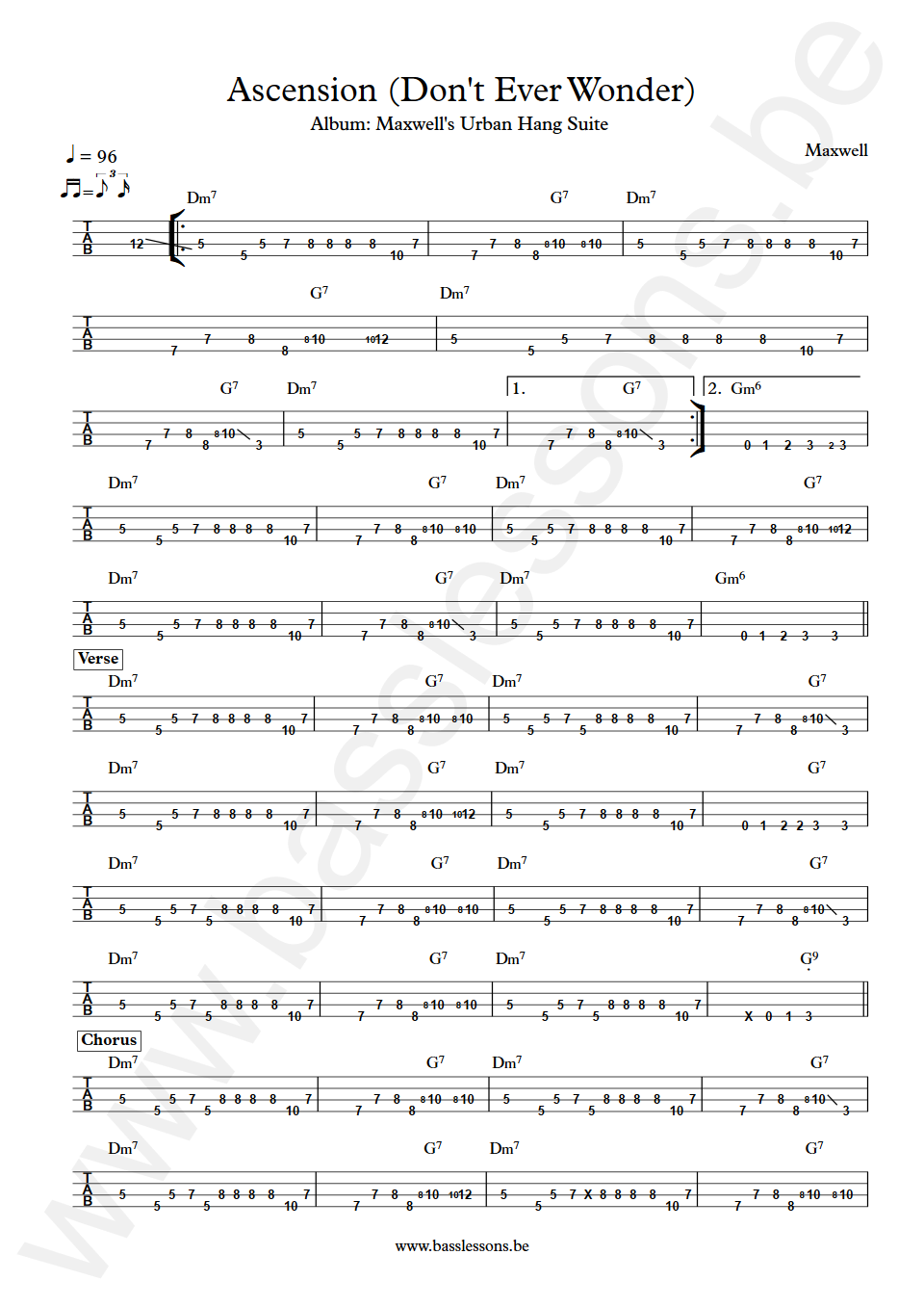 Maxwell Ascension (Don't Ever Wonder) Bass Tabs
