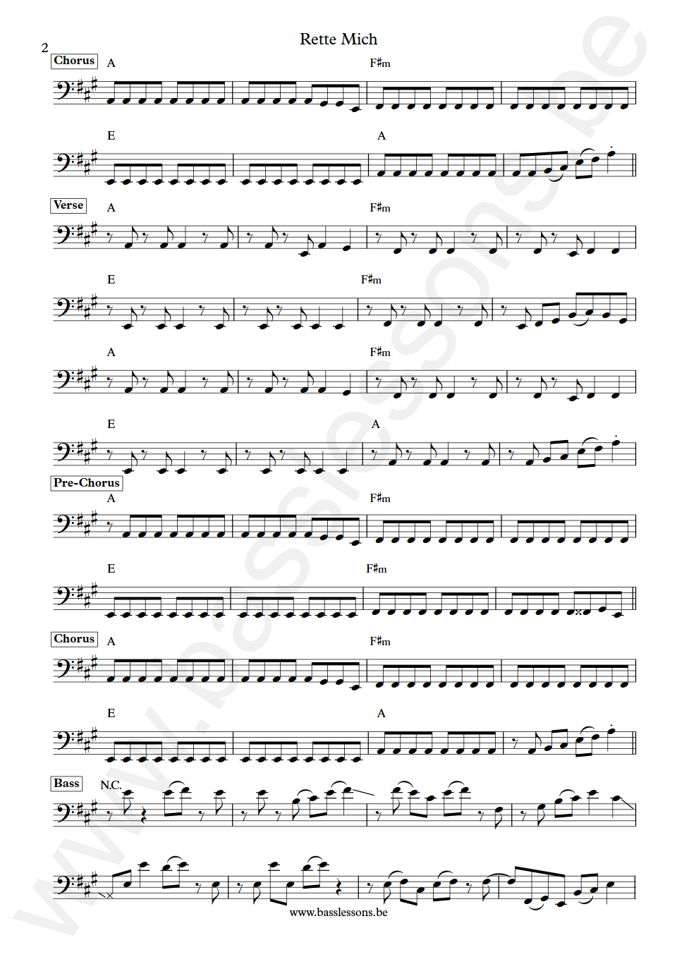 Nena Rette Mich Jürgen Dehmel  Bass Transcription part 2