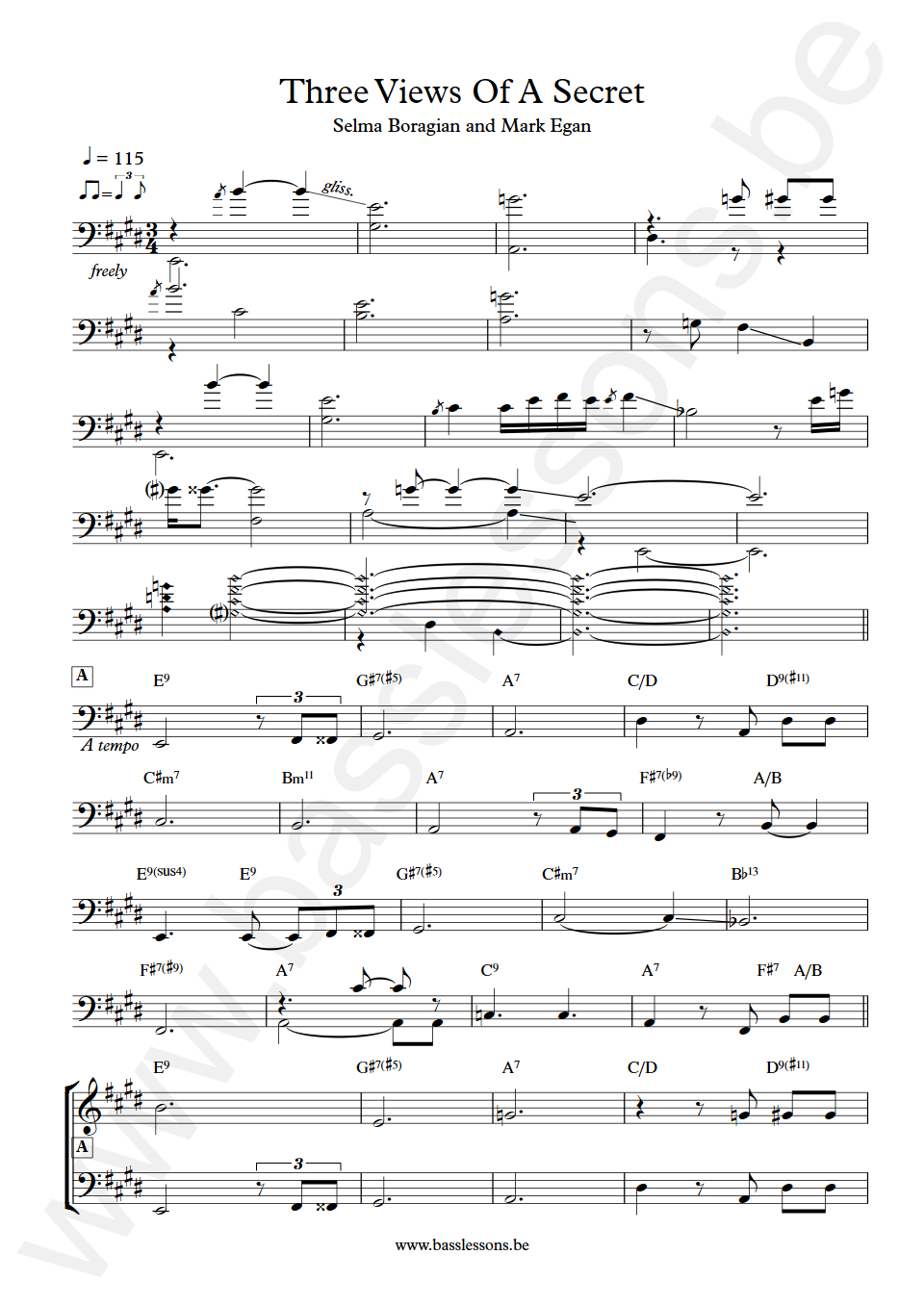 Selma Boragian and Mark Egan Three Views Of A Secret Mark Egan Bas Transcriptie