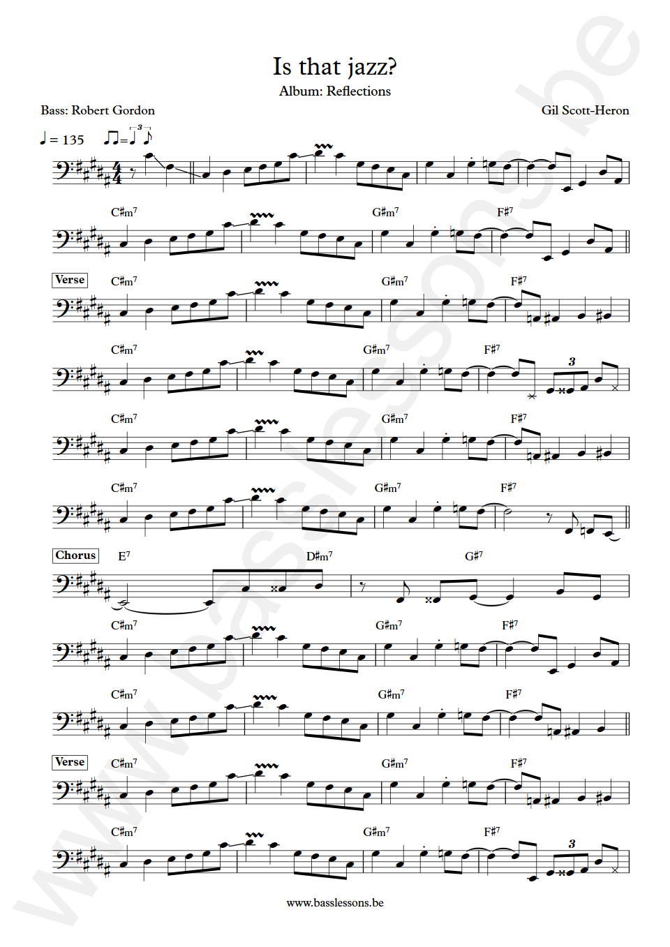 Gil Scott-Heron Is that jazz Robert Gordon Bass Transcription
