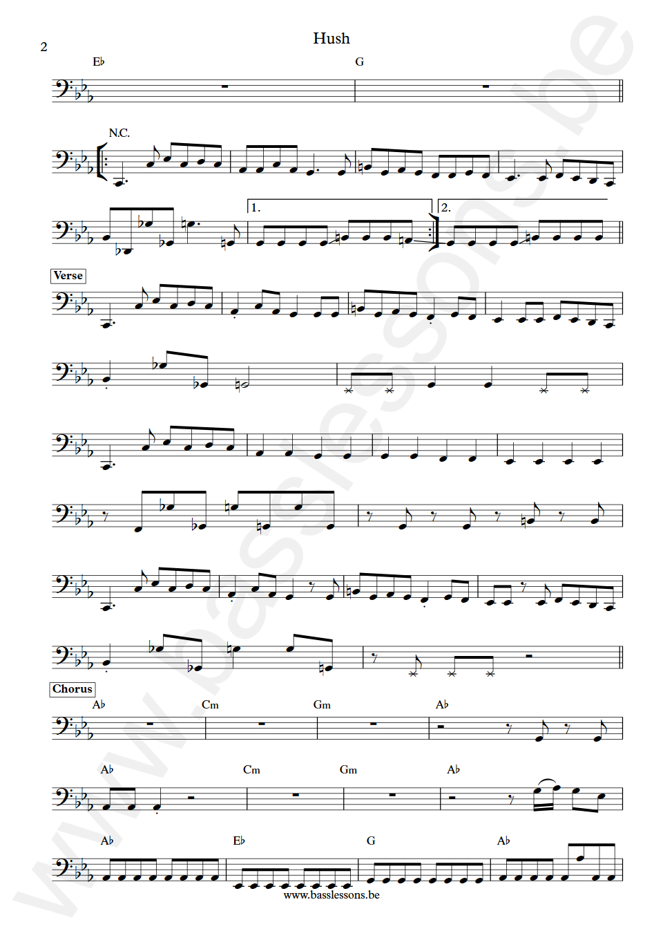 Muse Hush feat. Ellie Goulding Chris Wolstenholme Bass Transcription part 2