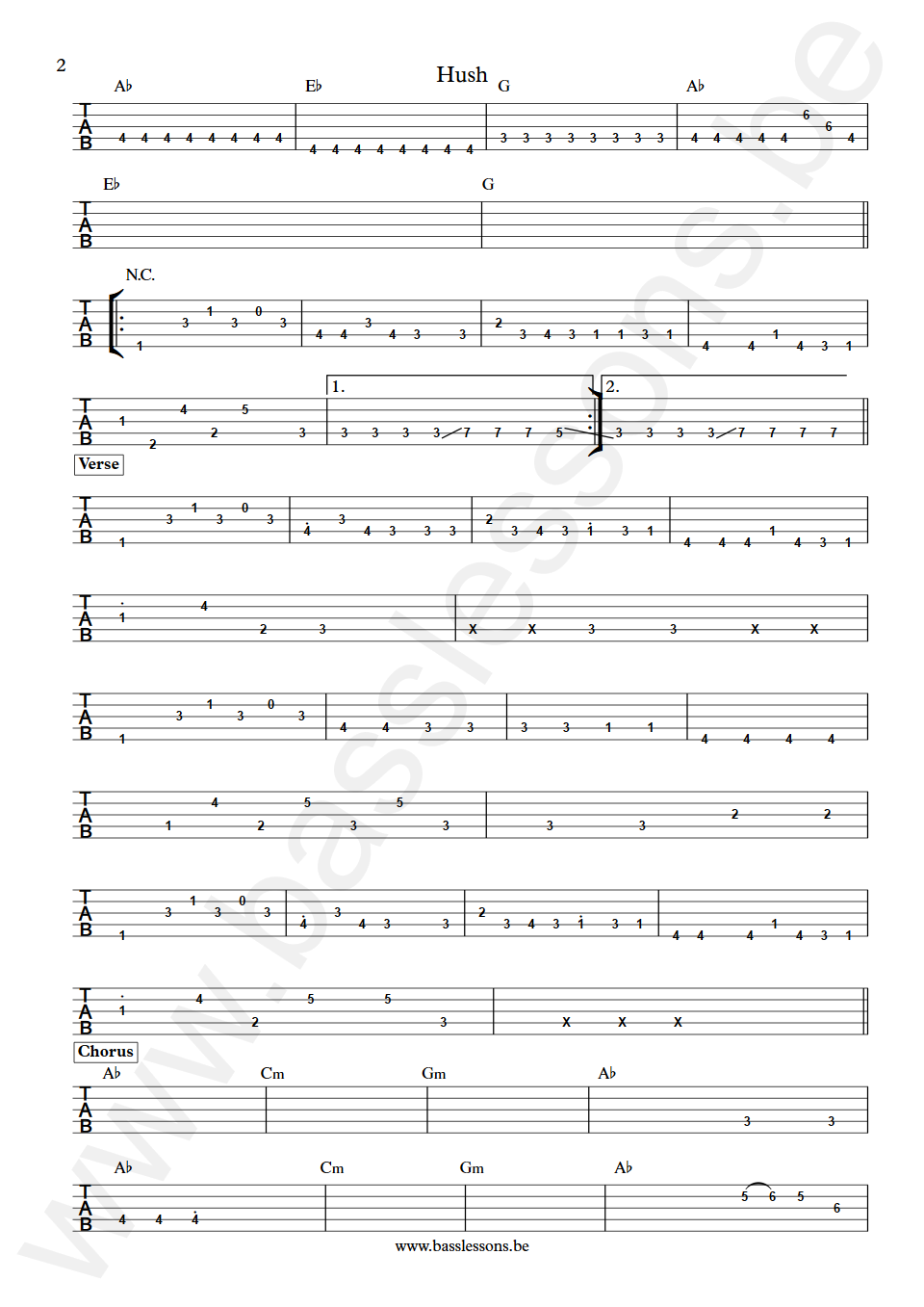Muse Hush feat. Ellie Goulding Chris Wolstenholme Bass Tabs part 2