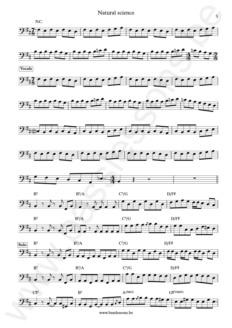 Rush Natural science Geddy Lee Bass Transcription part 3