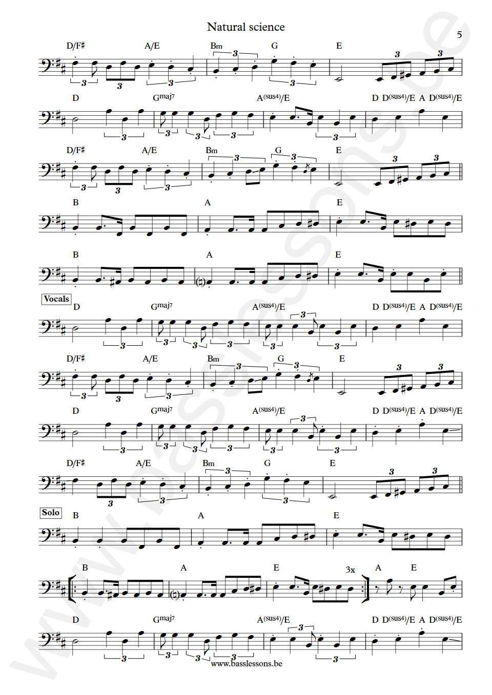 Rush Natural science Geddy Lee Bass Transcription part 5