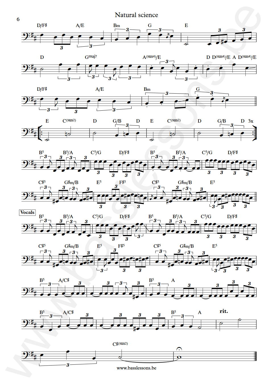 Rush Natural science Geddy Lee Bass Transcription part 6