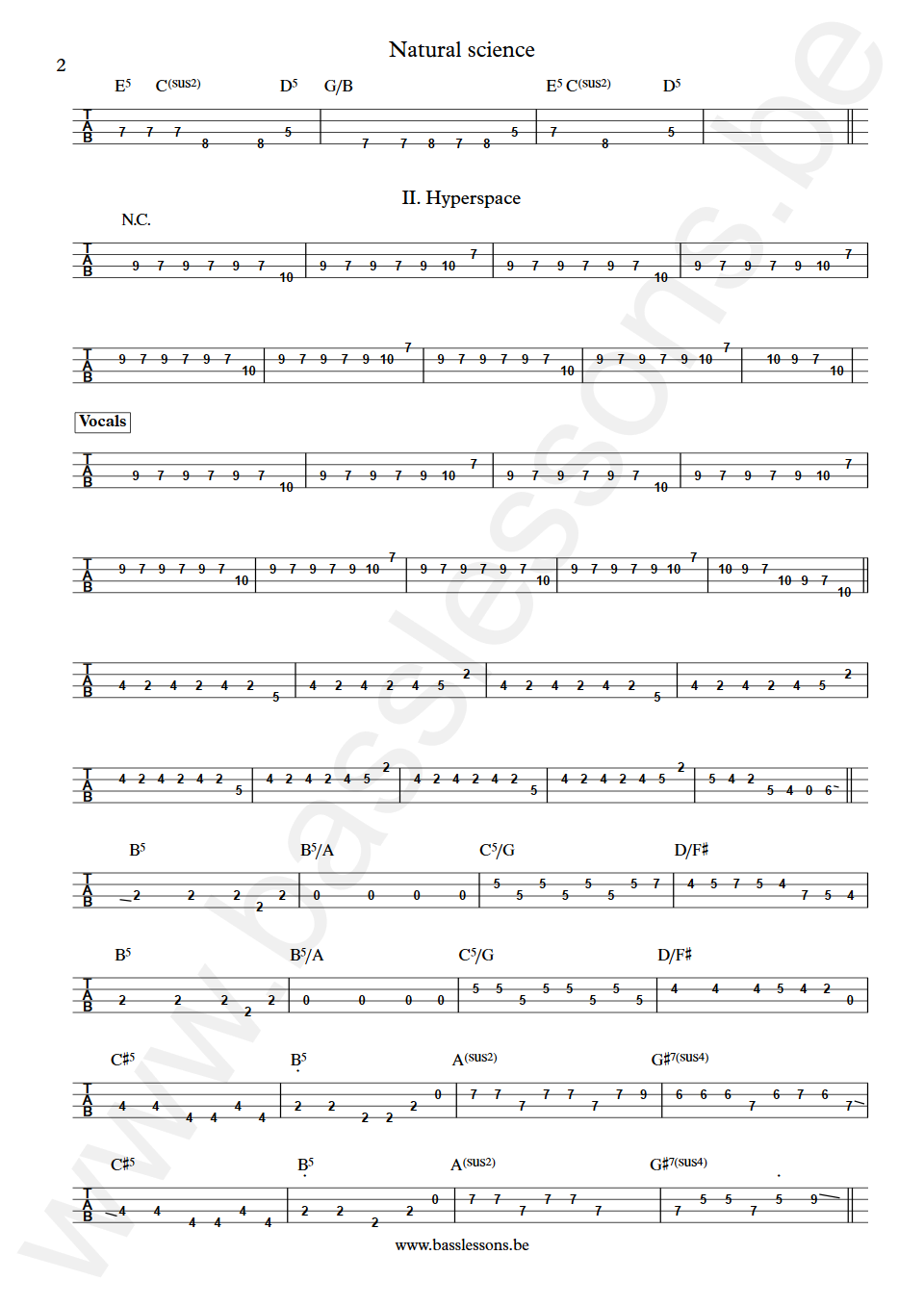 Rush Natural science Geddy Lee Bass Tabs part 2
