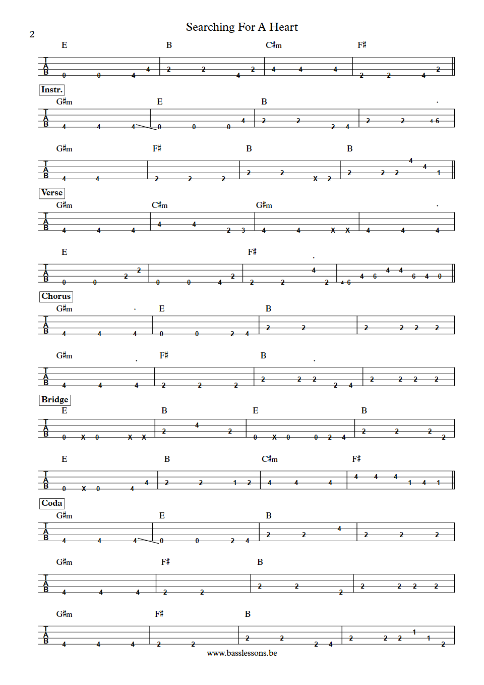 Don Henley Searching For A Heart Jorge Calderón Bass Tab part2