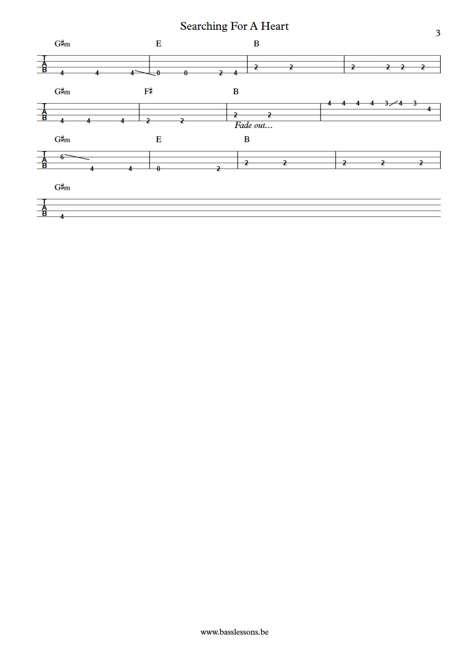 Don Henley Searching For A Heart Jorge Calderón Bass Tab part2