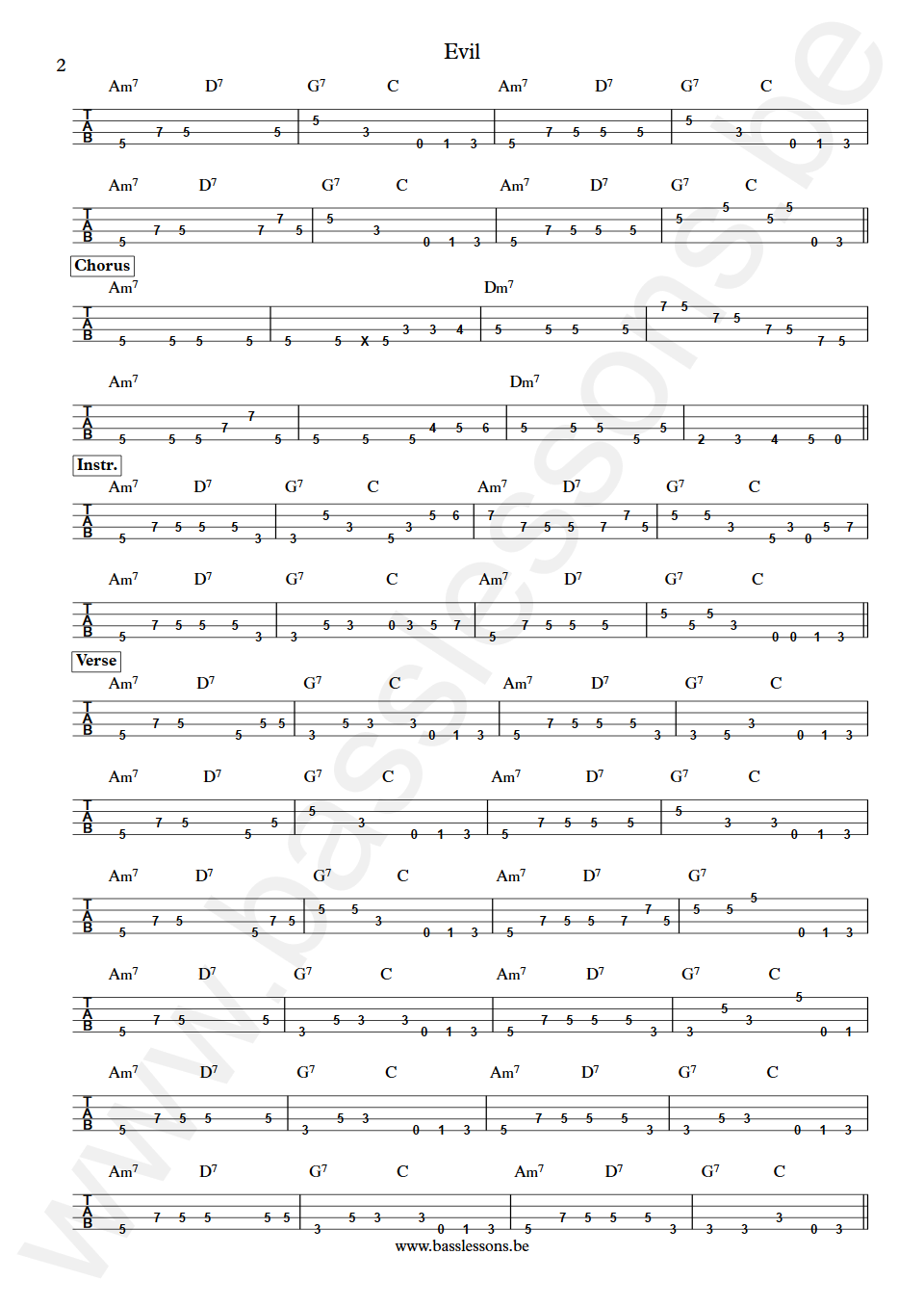 Earth, Wind & Fire Evil Verdine White Bass Tab part 2