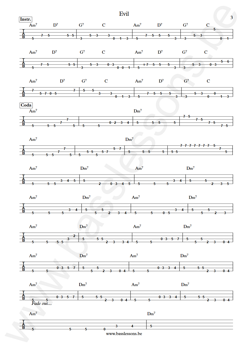 Earth, Wind & Fire Evil Verdine White Bass Tab part 3