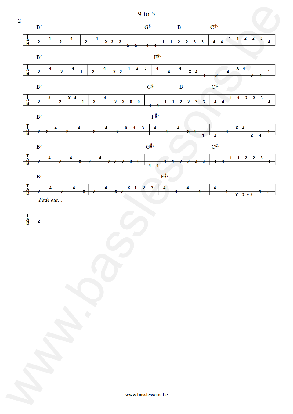 Dolly Parton 9 To 5 Abraham Laboriel  Bass Tab part 2