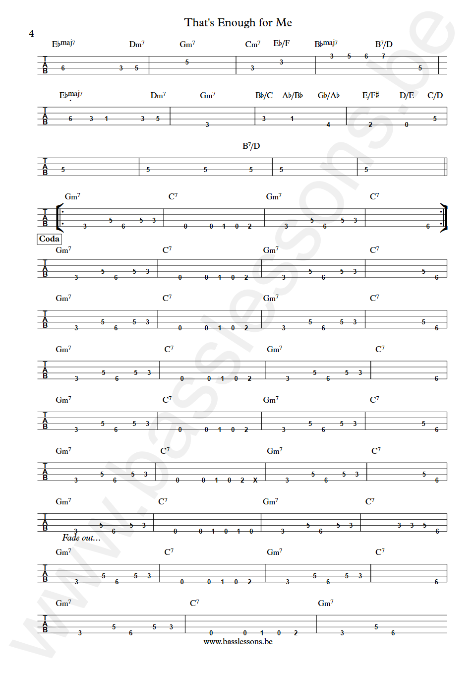 Patti Austin That's Enough for Me Will Lee Bass Tab part 4